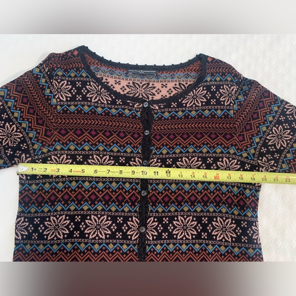 Peruvian Connection Multicolor Patterned Cardigan - Picture 11 of 15